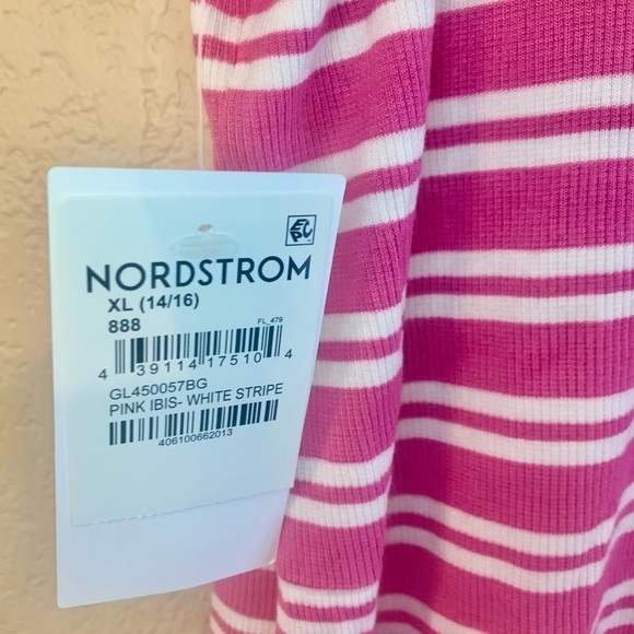 NWT Tank Top XL (14/16 Girls) Nordstrom Pink White Stripes Ribbed Tank - Picture 7 of 13